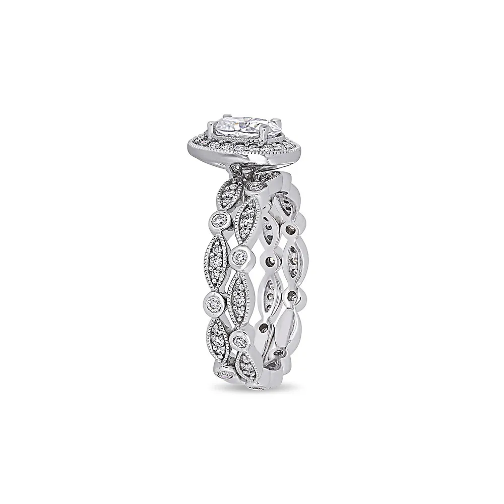 Ensemble de bagues nuptiales infini en or blanc 10 ct avec moissanite 1,5 PT