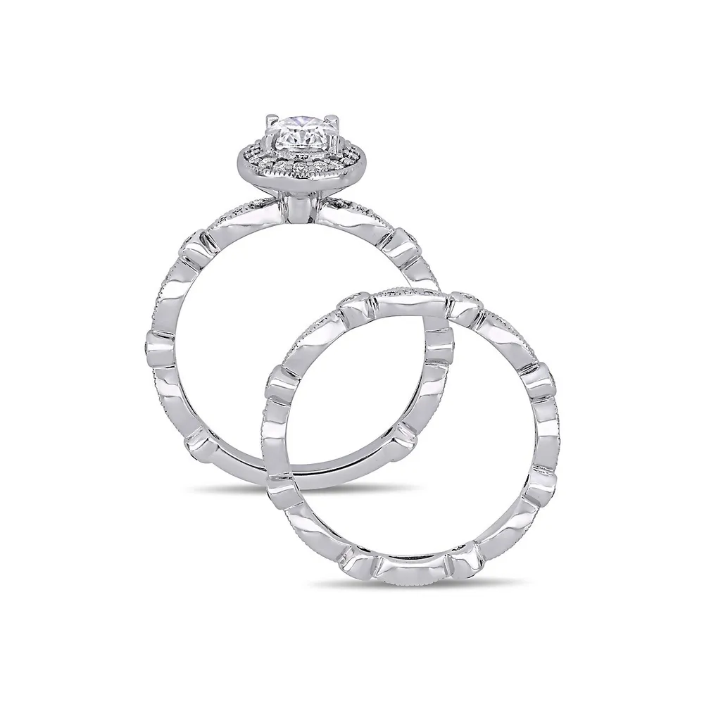 Ensemble de bagues nuptiales infini en or blanc 10 ct avec moissanite 1,5 PT