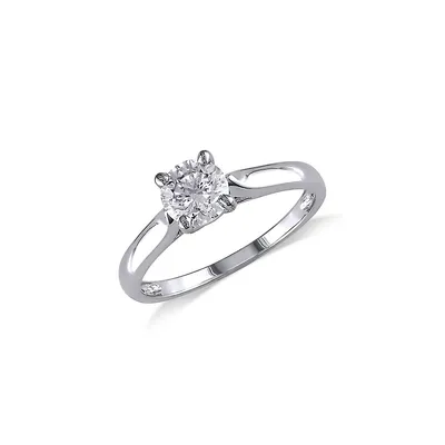 14K White Gold Created Moissantie Solitaire Ring