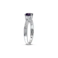 0.05CT. T.W Diamond, Created Alexandrite & Sapphire, 10K White Gold Ring