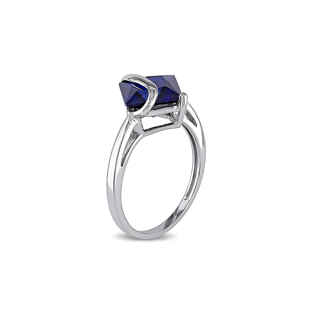 Created Sapphire & 10K White Gold Cocktail Ring