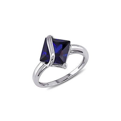 Created Sapphire & 10K White Gold Cocktail Ring