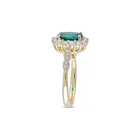 0.05 CT. T.W Diamond, White Topaz, Created Emerald & 14K Gold Ring