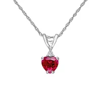 0.02 CT. T.W Diamond, Created Ruby & 10K White Gold Necklace