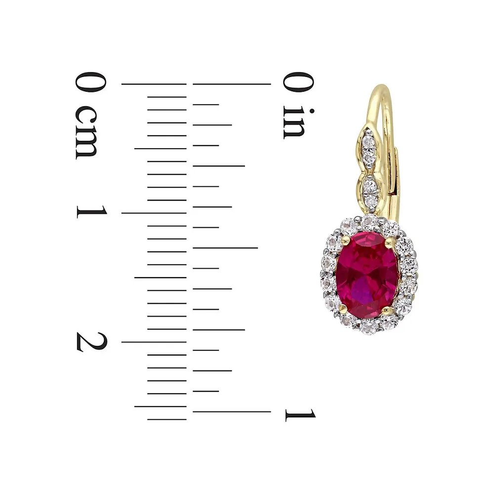 0.04 CT. T.W Diamond, Created Ruby, Topaz, & 14K Yellow Gold Earrings