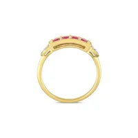 0.04 CT. T.W Diamond, Created Ruby, & 10K Yellow Gold Ring