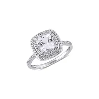 0.1 CT. T.W Diamond, Created Sapphire, & 10K White Gold Ring