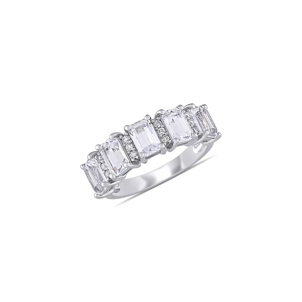 0.1 CT. T.W Diamond, Created White Sapphire, & 10K Gold Ring