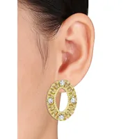 10K Two-Tone Gold Open Oval Drop Earrings