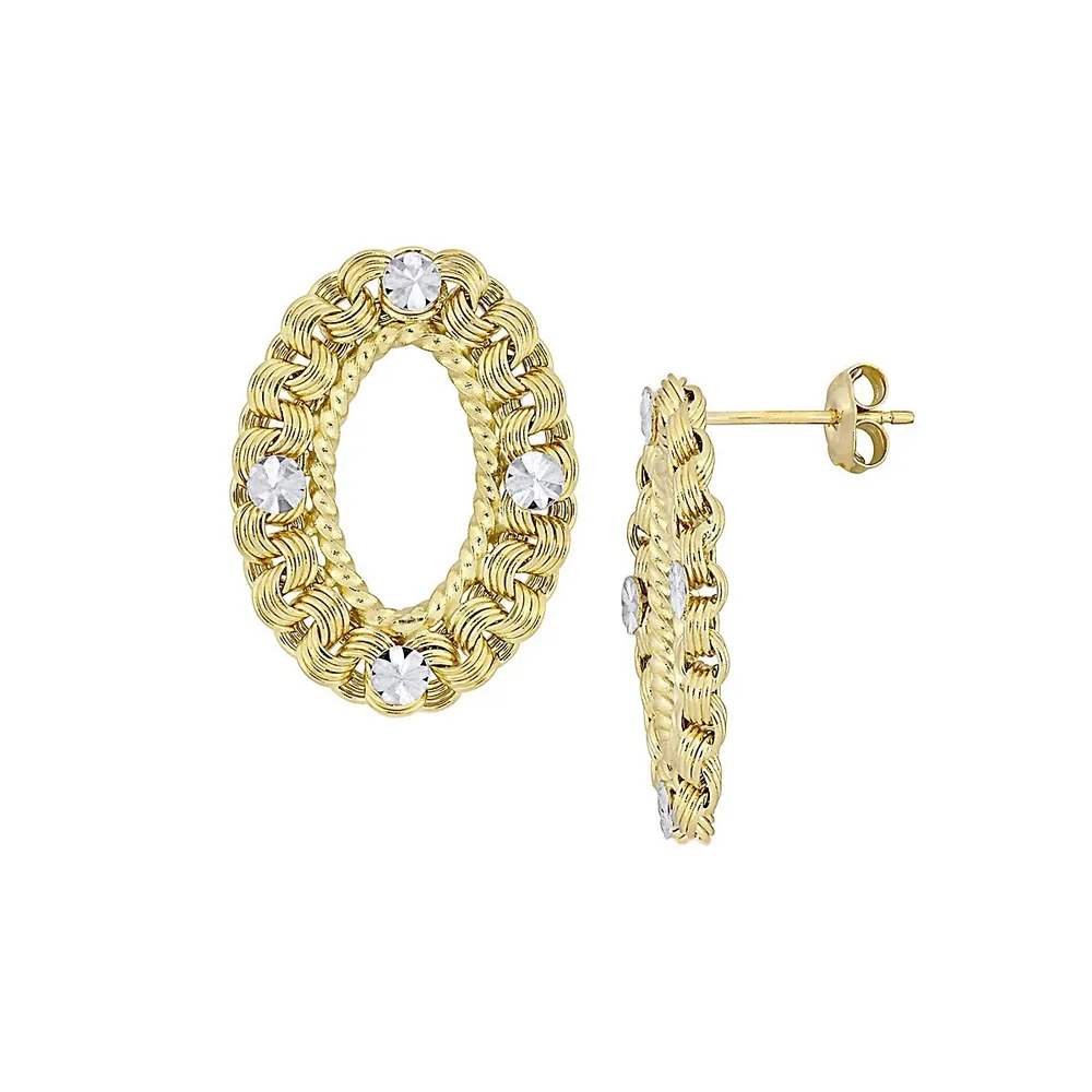 10K Two-Tone Gold Open Oval Drop Earrings