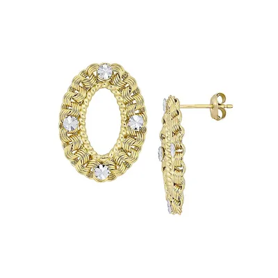 10K Two-Tone Gold Open Oval Drop Earrings