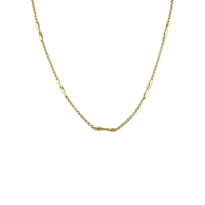 14K Yellow Gold Twist Bar Station Necklace