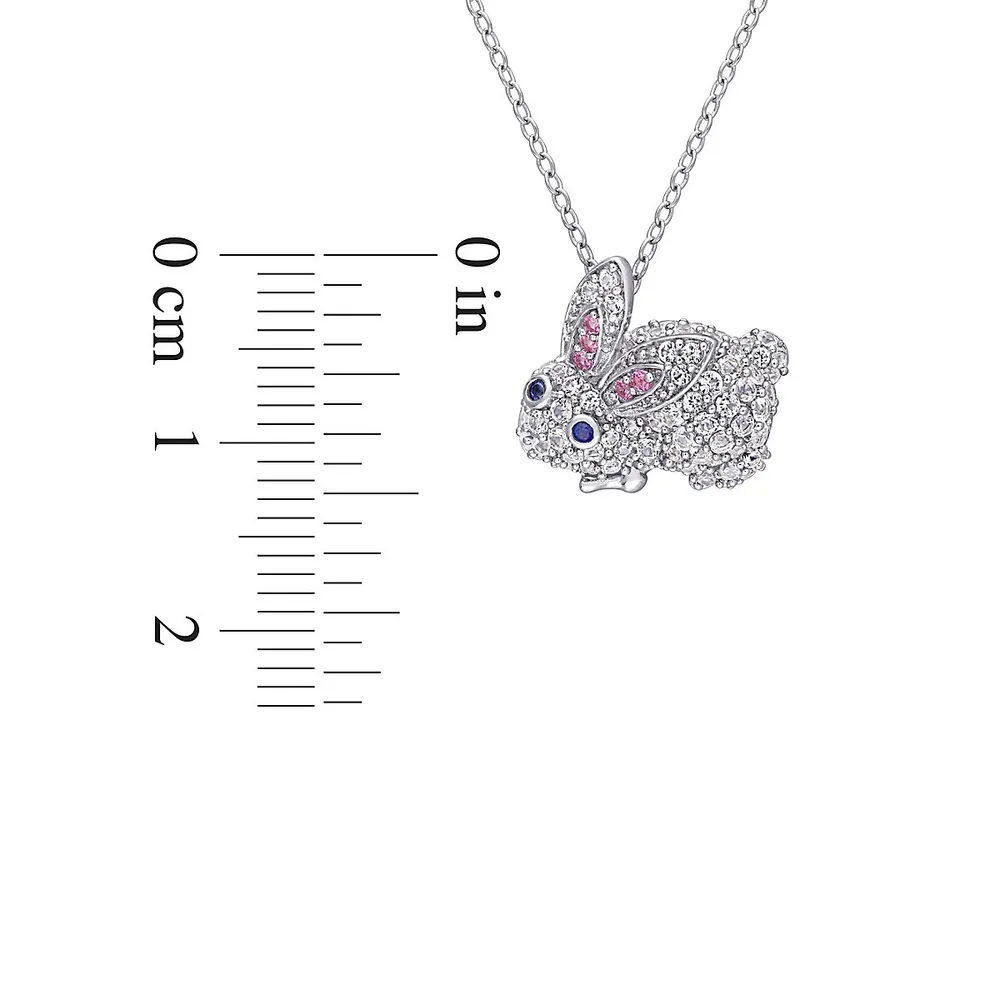 Multi-Color Created Sapphire (1 1/10 Ct. t.w.) Bunny Necklace in Sterling Silver - White
