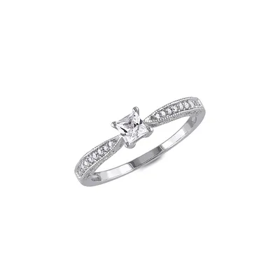 Sterling Silver & 0.05 CT. T.W. Diamond Ring