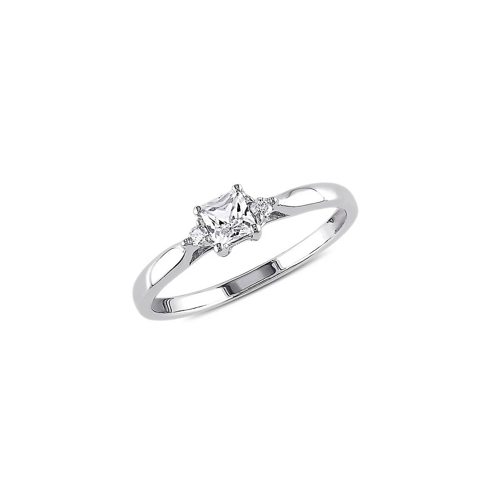 Bague en argent sterling avec diamants 0,04 ct PT