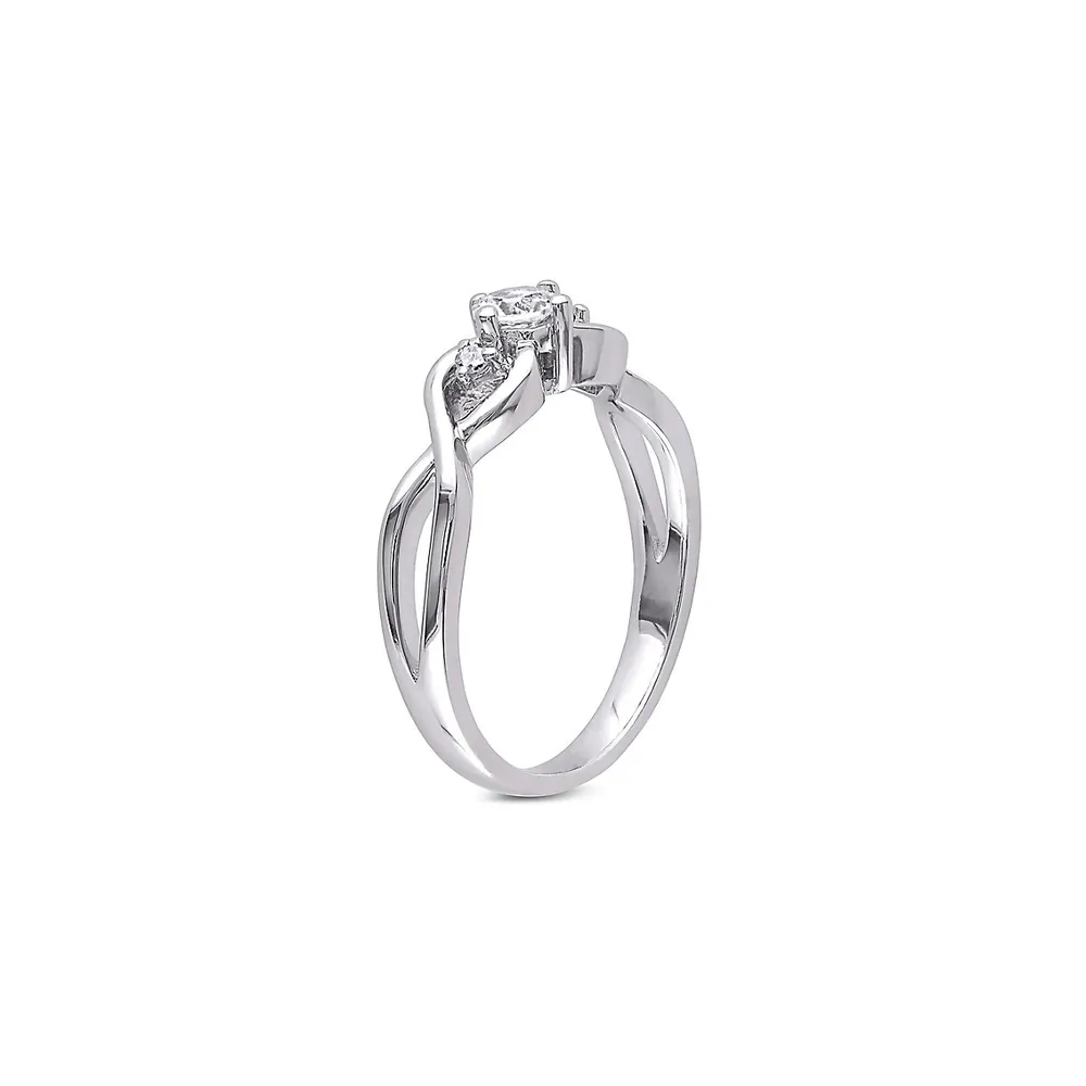 Sterling Silver & 0.04 CT. T.W. Diamond Ring