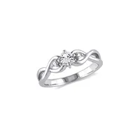 Sterling Silver & 0.04 CT. T.W. Diamond Ring