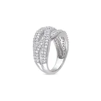 Round-Cut Sterling Silver Braided Ring