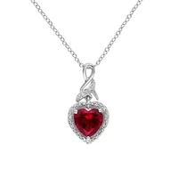 Sterling Silver, Crystal & 0.06 CT. T.W. Diamond Heart Infinity Pendant Necklace