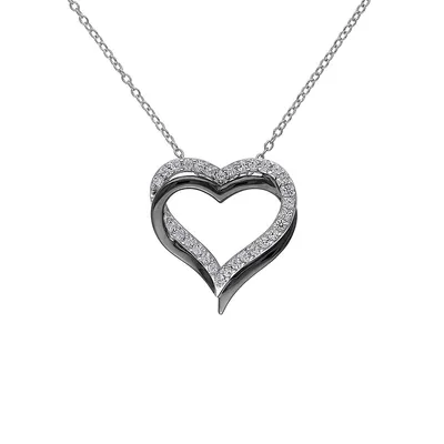 Heart Sterling Silver & Black Rhodium-Plated Pendant Necklace