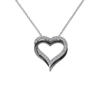 Heart Sterling Silver & Black Rhodium-Plated Pendant Necklace