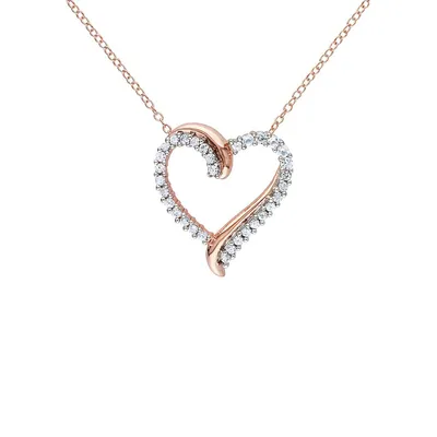Collier à pendentif en forme de cœur en argent sterling plaqué or rose