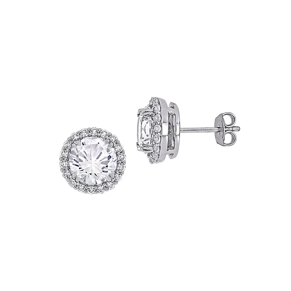 Sterling Silver Halo Stud Earrings