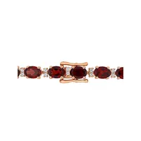 ​Rose Goldplated Sterling Silver, Garnet & White Sapphire Tennis Bracelet