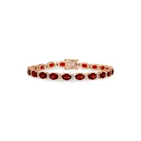 ​Rose Goldplated Sterling Silver, Garnet & White Sapphire Tennis Bracelet