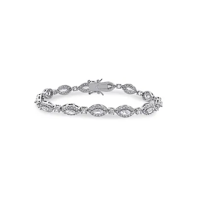 Marquise-Cut Sterling Silver Link Bracelet