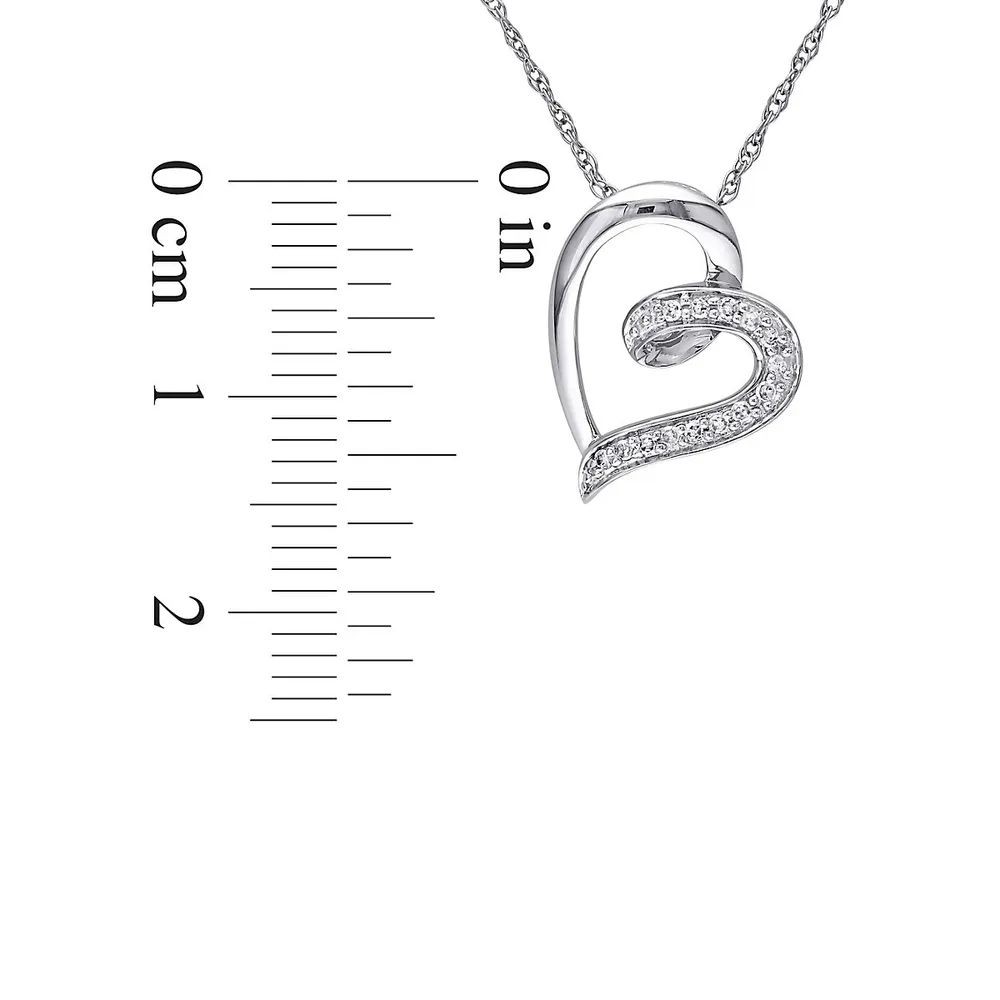 10K White Gold 0.06 CT. T.W. Diamond Heart Pendant Necklace
