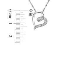 10K White Gold 0.06 CT. T.W. Diamond Heart Pendant Necklace