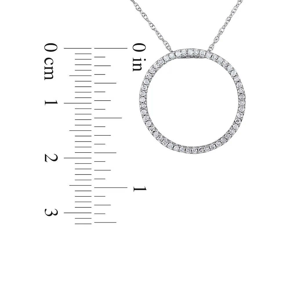 10K White Gold 0.25 CT TW Diamond Circle Pendant Necklace