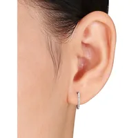 10K White Gold & 0.1 CT. T.W. Diamond Hoop Earrings