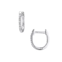 10K White Gold & 0.1 CT. T.W. Diamond Hoop Earrings