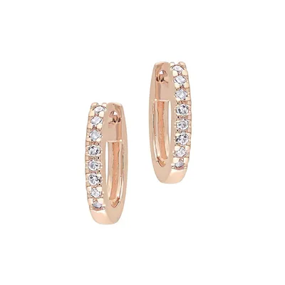10K Rose Gold & 0.1 CT. T.W. Diamond Hoop Earrings