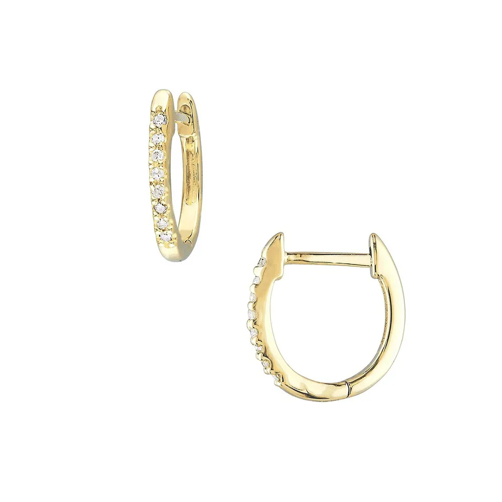 10K Yellow Gold & 0.1 CT. T.W. Diamond Hoop Earrings