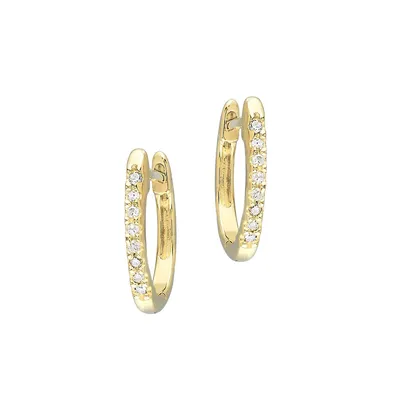 10K Yellow Gold & 0.1 CT. T.W. Diamond Hoop Earrings