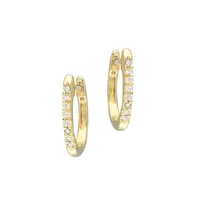 10K Yellow Gold & 0.1 CT. T.W. Diamond Hoop Earrings