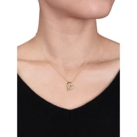 Collier à pendentif en or jaune 10 ct avec diamants 0,06 ct PT avec pendentif en forme de cœur en diamant 0,14 ct PT