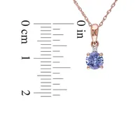 10K Rose Gold Tanzanite and 0.01 CT. T.W. Diamond Solitaire Pendant Necklace