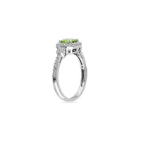 Bague à pourtour en or blanc 10 ct avec péridot et diamants