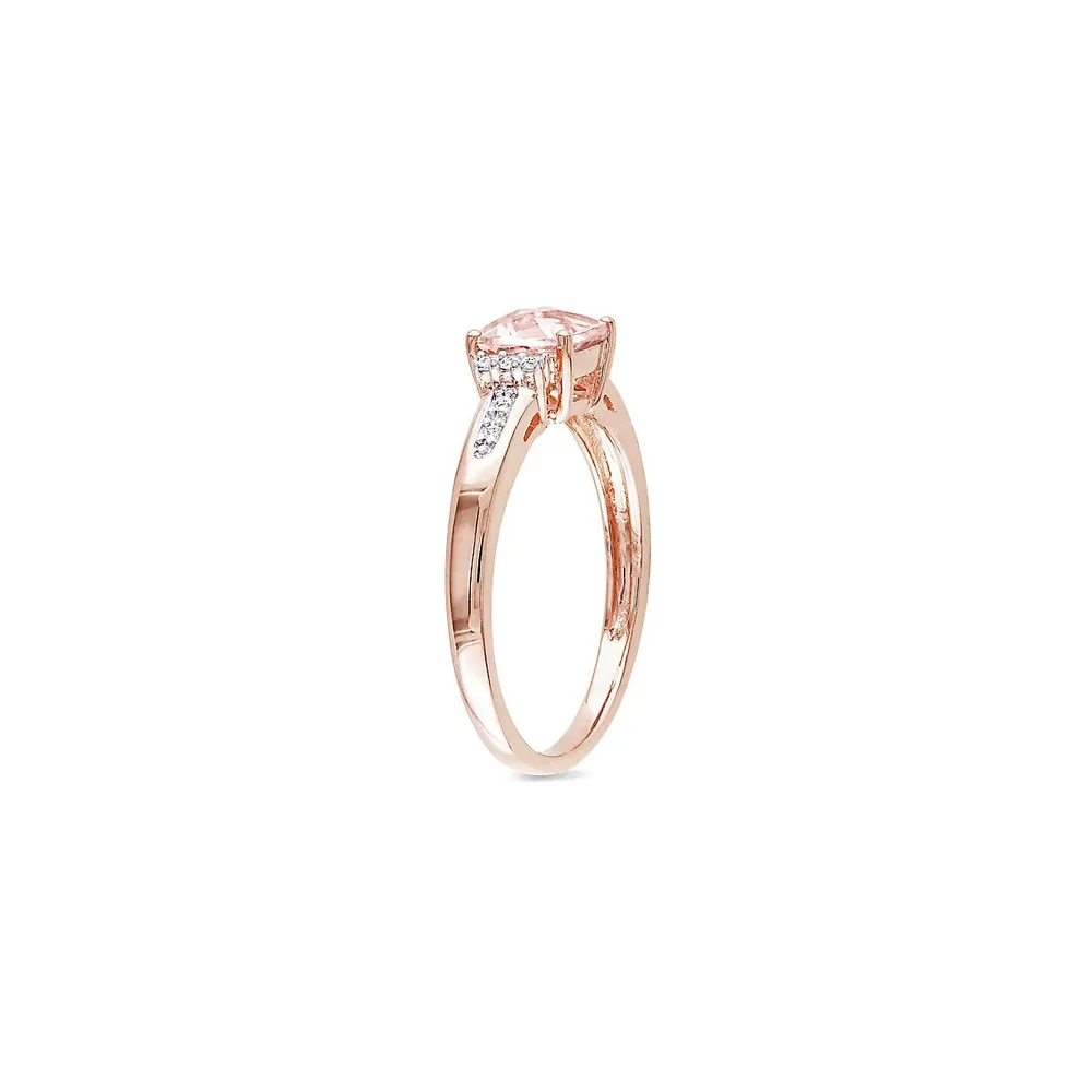 10K Rose Gold, Morganite & Diamond Ring