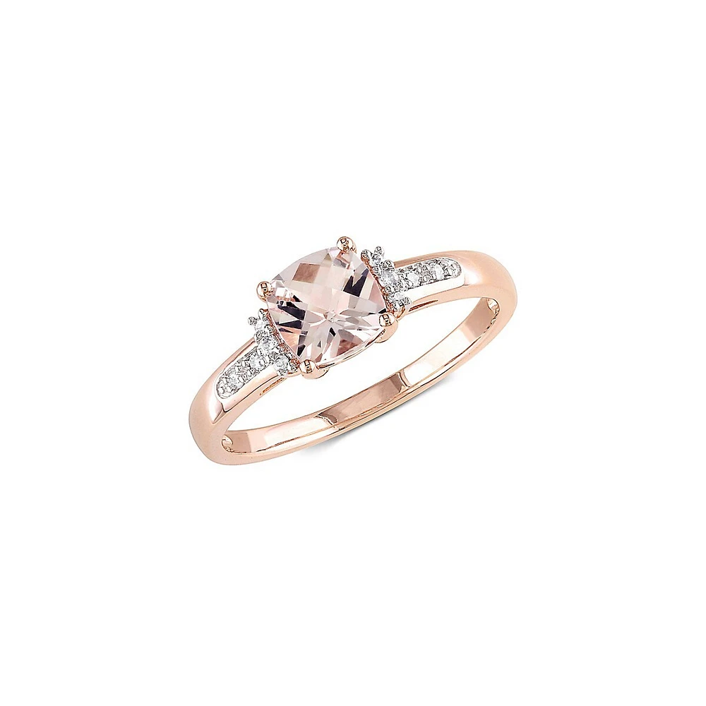 10K Rose Gold, Morganite & Diamond Ring