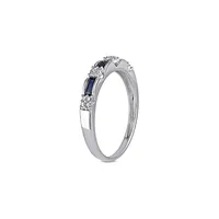 10K White Gold, Sapphire & 0.07 CT. T.W. Diamond Eternity Ring