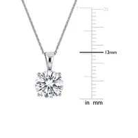 Collier à pendentif solitaire en or blanc 14 ct avec moissanite synthétique 2 ct PT