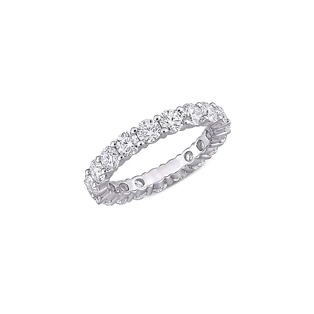 10K White Gold and Created Moissanite Eternity Ring