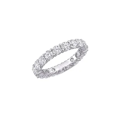 10K White Gold and Created Moissanite Eternity Ring