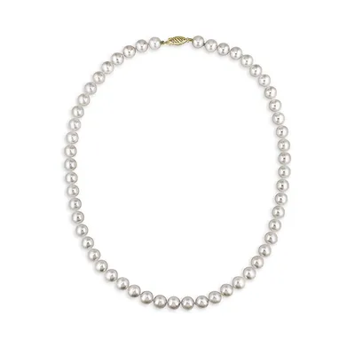 14K Yellow Gold and 7-7.5MM Cultured Pearl Strand Necklace