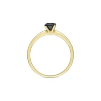 14K Yellow Gold, Black Rhodium-Plated & 0.5 CT. T.W. Cushion-Cut Diamond Solitaire Ring